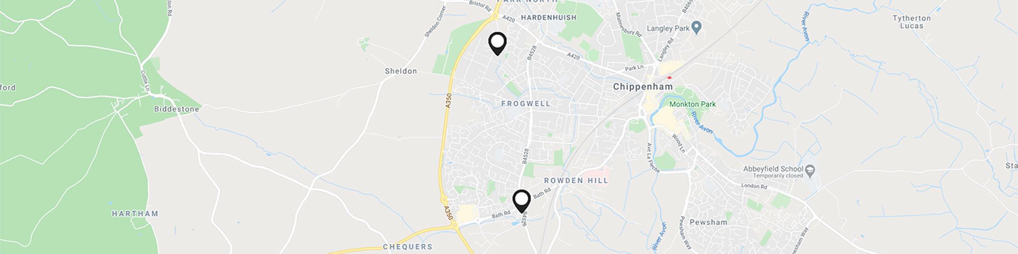 Map showing Chippenham Motor Company locations